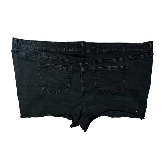 Torrid Button Front Raw Hem Denim Shorts Sz 30 (4X) Womens Black Pockets - Picture 11 of 16